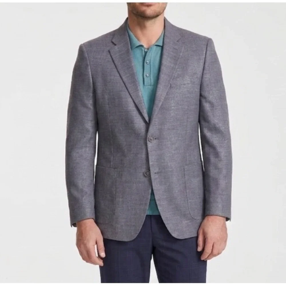 Nautica Men Modern Fit Active Stretch Structure Weave Red Sport Coat Grey 40R